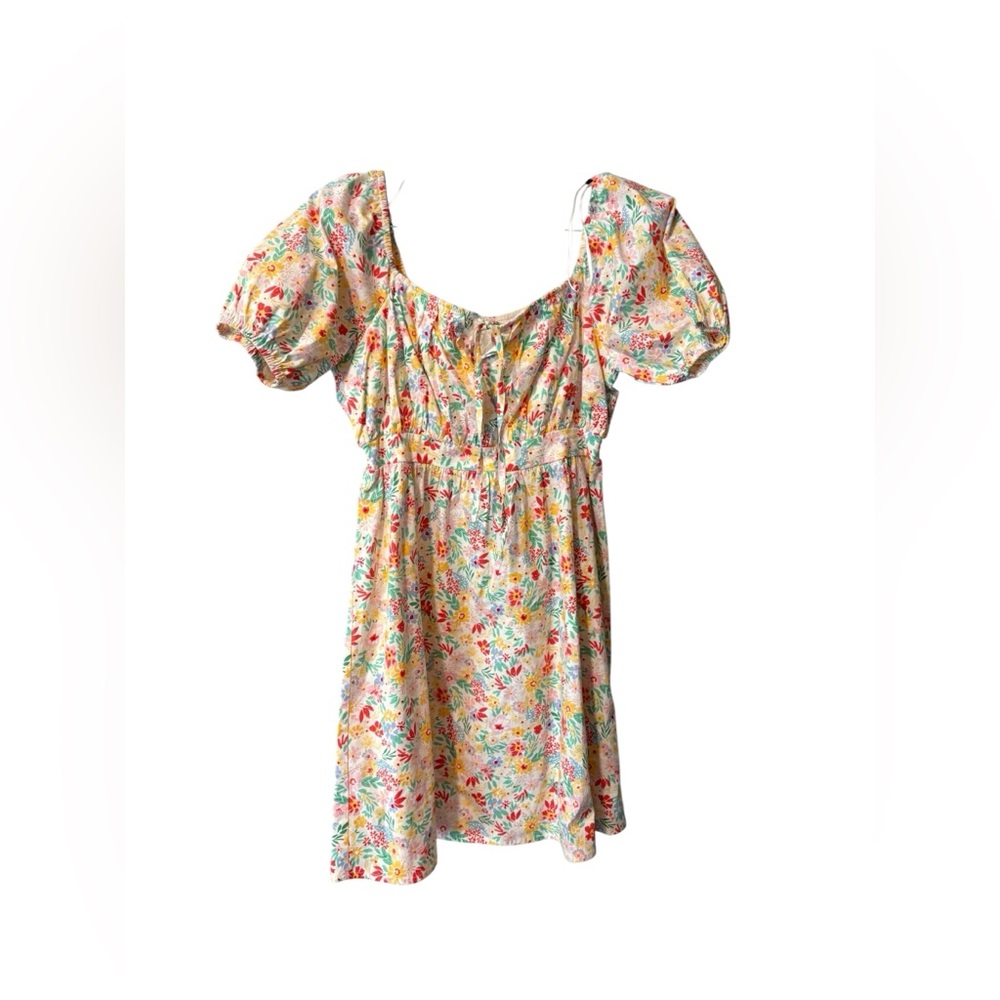 Sadie & Sage Floral Puff Sleeve Mini Dress - Yellow Multi